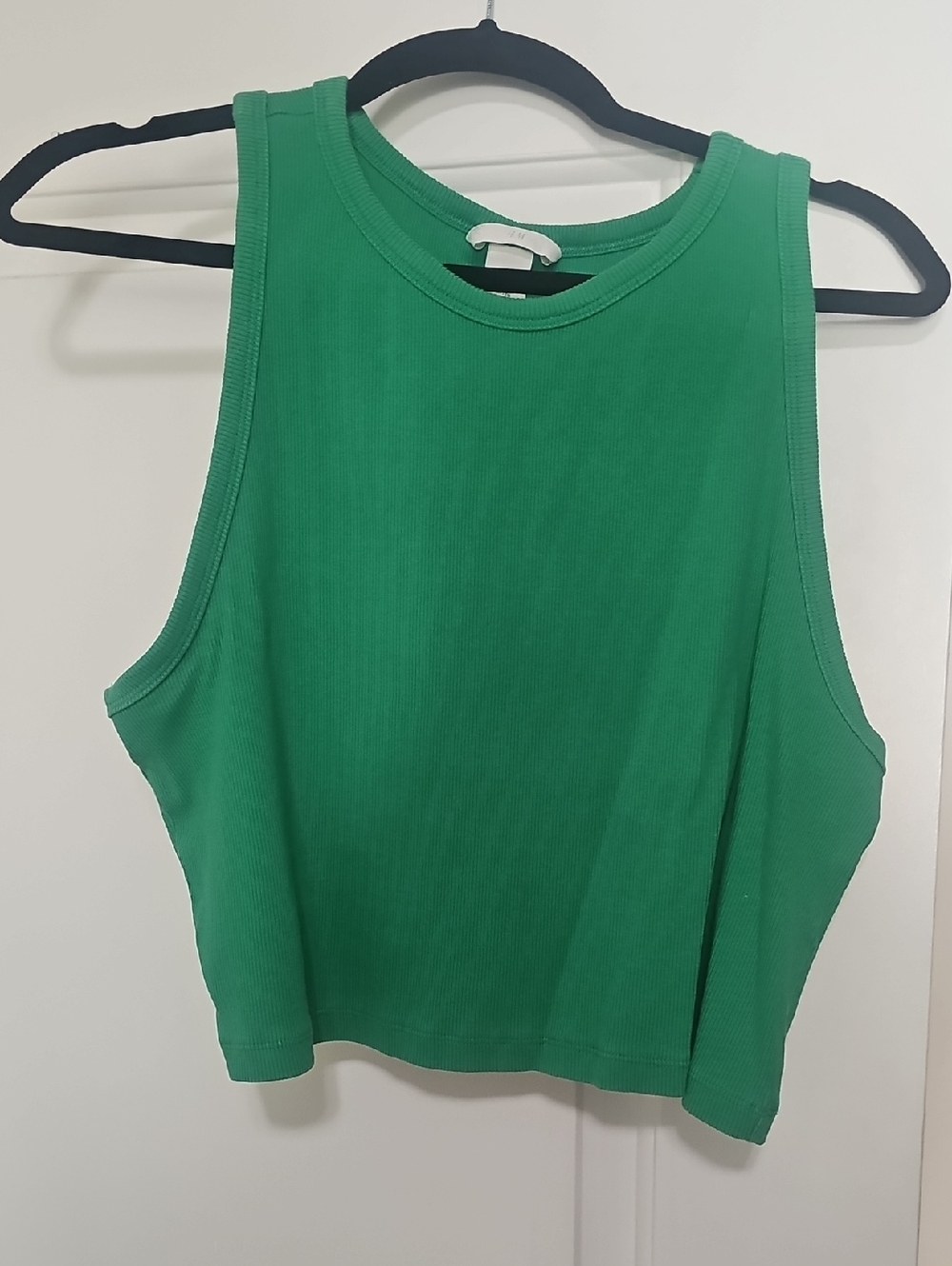 H&M Green Ribbed Cropped Tank Top